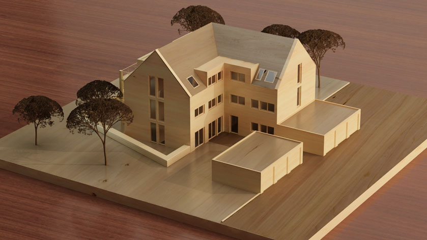 houten maquette van een huis